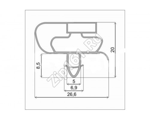 Уплотнитель двери холодильника 550x290мм Профиль Атлант-Паз