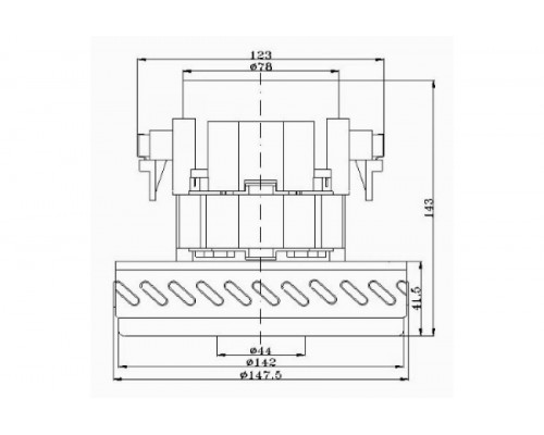 Мотор пылесоса моющий HWX-B-2 1200W, H-146, D-145