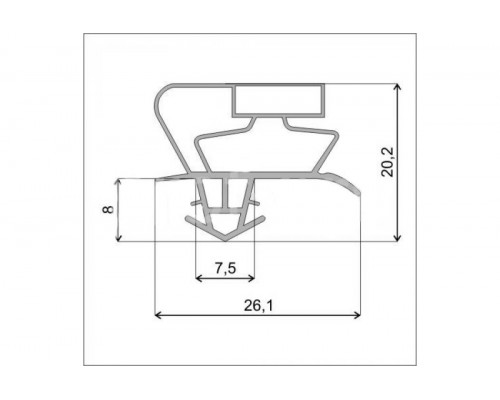 Уплотнитель двери 570x690 мм холодильника СНАЙГЕ RF300, RF310, RF360, RF390 МК V372.100-02 Профиль Skycold