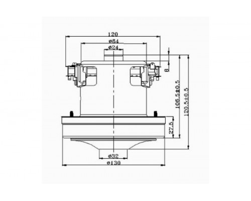 Мотор пылесоса HWX-PGH 2000W, H=120мм, h=29мм, D=130мм