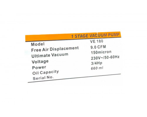 Вакуумный насос VE-180 1-ступенчатый 226 л/мин