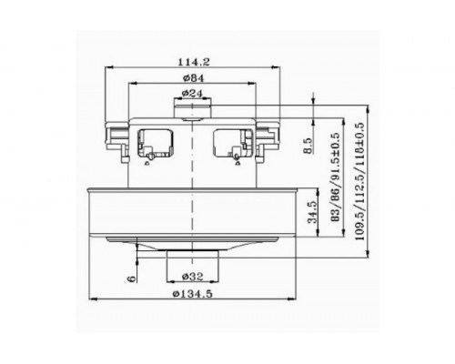 Мотор пылесоса HWX-HD 1400W, H=115мм D=134,5мм