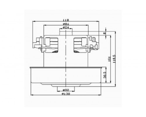 Мотор пылесоса HWX-PG 1600W, H=115мм, h=34мм, D=130мм