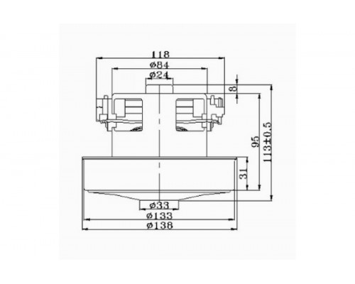 Мотор пылесоса HWX-PB 1400W, H=112мм D=137мм