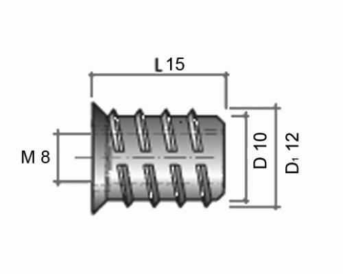 BU05 Муфта М8, D10x15, цинк 