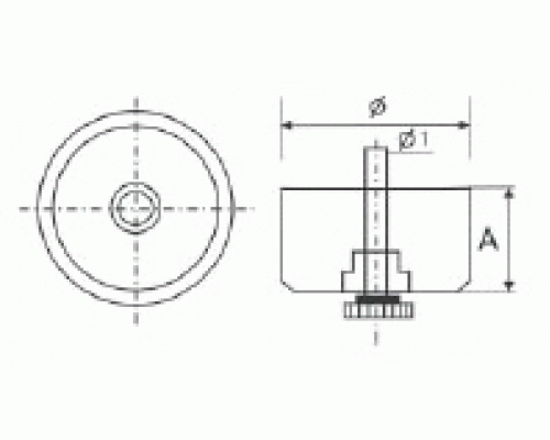 PI09 Опора регулируемая, L=42мм, черная 