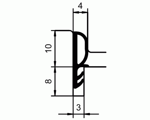Уплотнитель контурный для межкомнатных дверей DEVENTER, ПВХ, черный RAL 9004 