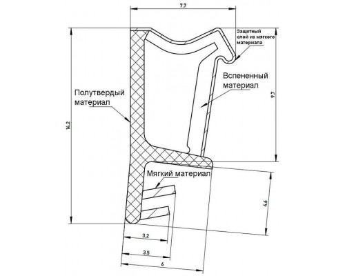 Уплотнитель для деревянных евроокон DEVENTER на наплав створки, ширина паза 3 мм, ТЭП, темно-коричневый RAL 8014 